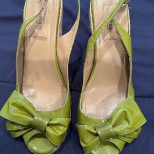Valentino Olive Green Espadrille Slingbacks